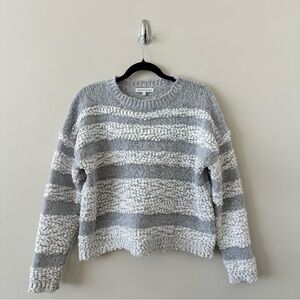 Anthropologie-Heartloom Fuzzy Textured Stripe Boxy Sweater (Size:Small)